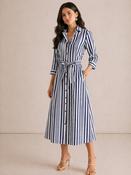 Kate &amp; Pippa Navy Stripe Elena Shirt Dress - McMullans image