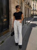 White Dotty Wide Leg Jeans M7612 - McMullans