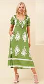 Stella Green Print Empire Dress - McMullans image