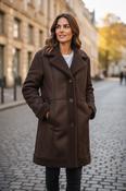 Freequent Brown Lamby Suedette Coat 211519 - McMullans image