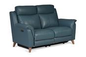 Fontella Blue Leather 2 Seater Electric Head Tilt Recliner Sofa image