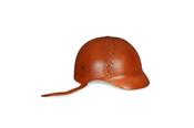 Vintage Brown Leather Helmet with Peak