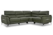 Taylor Green Leather RHF Electric Corner Sofa with Head Tilt image