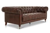 Oxford Brown Leather Sofa - 3 Seater image