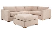 Aimee Cream Fabric Corner Sofa - with Footstool