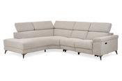 Toronto Grey Retro Fabric Electric Recliner Corner Sofa - Left Hand Facing image