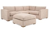 Aimee Cream Fabric Corner Sofa - with Footstool