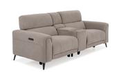 Austin Cream Fabric Electric Recliner Sofa - 3 Seater with Head Tilt, Bluetooth, Speakers and Console image