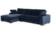 Casa Navy Fabric 2 Seater Chaise Sofa - Left Hand Facing