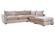 Chicago Cream Fabric Corner Sofa - Right Hand Facing with Stool image