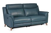Fontella Blue Leather 2.5 Seater Electric Head Tilt Recliner Sofa-Outlet