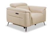 Horizon Cream Leather Electric Recliner Armchair with Head Tilt-Outlet