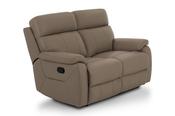 Hugo Taupe Leather Manual Recliner Sofa - 2 Seater image