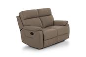 Hugo Taupe Leather Manual Recliner Sofa - 2 Seater image