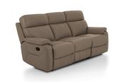 Hugo Taupe Leather Manual Recliner Sofa - 3 Seater image