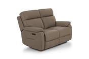 Hugo Taupe Leather Electric Recliner Sofa - 2 Seater image