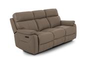Hugo Taupe Leather Electric Recliner Sofa - 3 Seater image