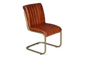 Kansas Brown Leather Dining Chair Gold Leg image