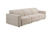 Milo Cream Fabric Electric Recliner Sofa - 3 Seater with Extendable Chaise and Manual Headrest