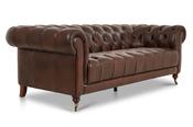 Oxford Brown Leather Sofa - 3 Seater image
