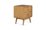 Poe Oak 2 Drawers Bedside Table