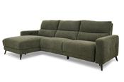 Reno Green Fabric LHF Electric Recliner with Sliding Chaise Sofa image