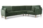 Retro Green Fabric RHF Corner Sofa. image