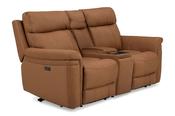 Seattle Brown Leather Electric Recliner Sofa - 2 Seater with Console
