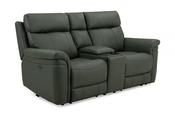 Seattle Moss Leather Electric Recliner Sofa - 2 Seater with Console