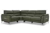 Taylor Green Leather LHF Electric Recliner Corner Sofa with Head Tilt image