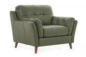 The Oliver Pine Green Leather Armchair image