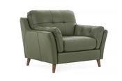 The Oliver Pine Green Leather Armchair image