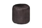 Vintage Antique Dark Grey Leather Pouffe image