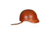 Vintage Brown Leather Helmet with Peak