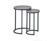 Adele Round Nesting Side Tables - Concrete &amp; Black image