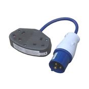 Power Fly Lead 16A 240V Plug to 13A 240V 2 Gang Socket image