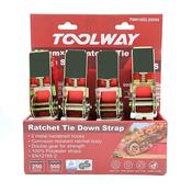 Toolway 5m x 25mm Ratchet Tie Down 500kg BS (Display Pack 4pc) image