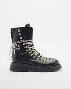 SIL08 - Black Laced Up Boots image