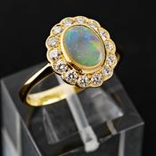Opal &amp;amp; Diamond Cluster Ring image