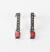 Silver Marcasite &amp;amp; 'Garnet' Earrings image