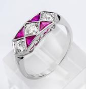 White Gold Ruby &amp;amp; Diamond Ring image