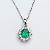 Emerald &amp;amp; Diamond Cluster Pendant image
