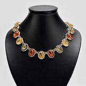 Coloured Amber Silver Necklace image