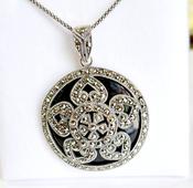Onyx and marcasite pendant image