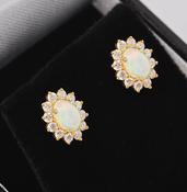 Opal and Diamond Stud Earrings image