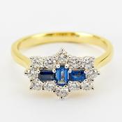 Sapphire and Diamond Boat Cluster Ring image