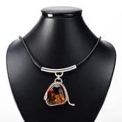 Silver amber pendant image