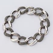Silver marcasite curb link bracelet image