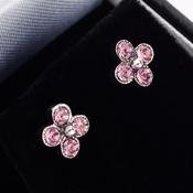 Silver pink stud earrings image