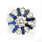 1950's Sapphire and diamond cluster ring image